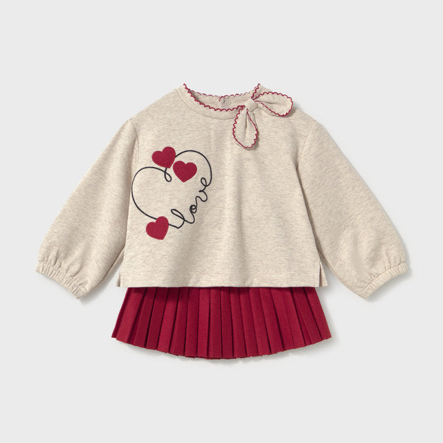 Mayoral Kışlık Kız Bebek Bluz Etek Set Bej