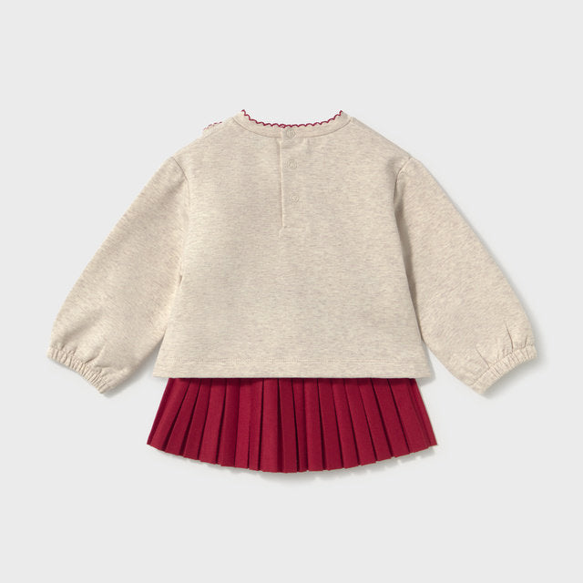 Mayoral Kışlık Kız Bebek Bluz Etek Set Bej