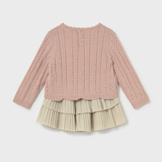 Mayoral Kışlık Kız Bebek Triko Bluz Etek Set Pembe
