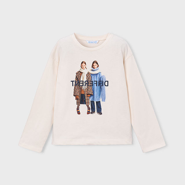 Mayoral Kışlık Kız Uzun Kol T-shirt Bej