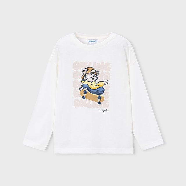 Mayoral Kışlık Erkek Uzun Kol T-shirt Ekru