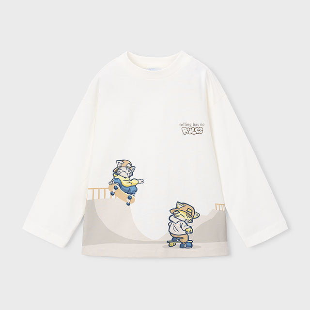 Mayoral Kışlık Erkek Uzun Kol T-shirt Ekru