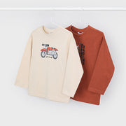 Mayoral Kışlık Erkek Uzun Kol T-shirt İkili Set Kahverengi