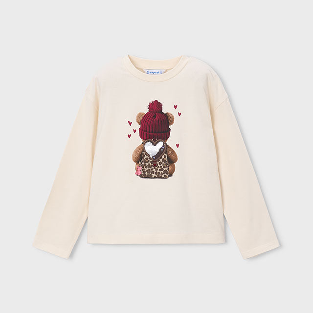 Mayoral Kışlık Kız Uzun Kol T-shirt Bej
