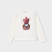 Mayoral Kışlık Kız Uzun Kol T-shirt Ekru