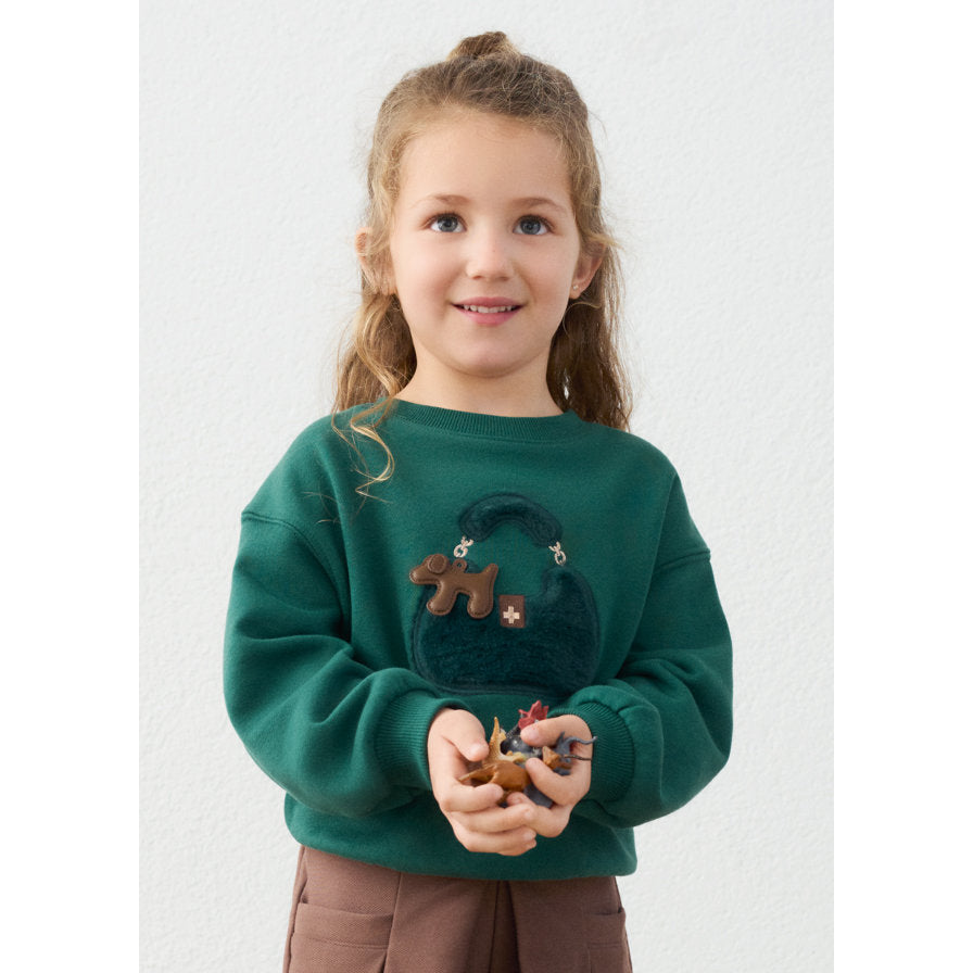 Mayoral Kışlık Kız Uzun Kol Sweatshirt Yeşil