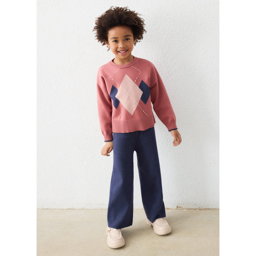 Mayoral Kışlık Kız Örme Sweatshirt Pantolon Set Koyu Pembe