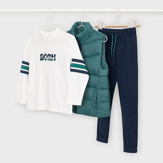 Mayoral Kışlık Erkek Anorak Yelek Sweatshirt Eşofman Set Yeşil