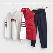 Mayoral Kışlık Erkek Anorak Yelek Sweatshirt Eşofman Set Kırmızı