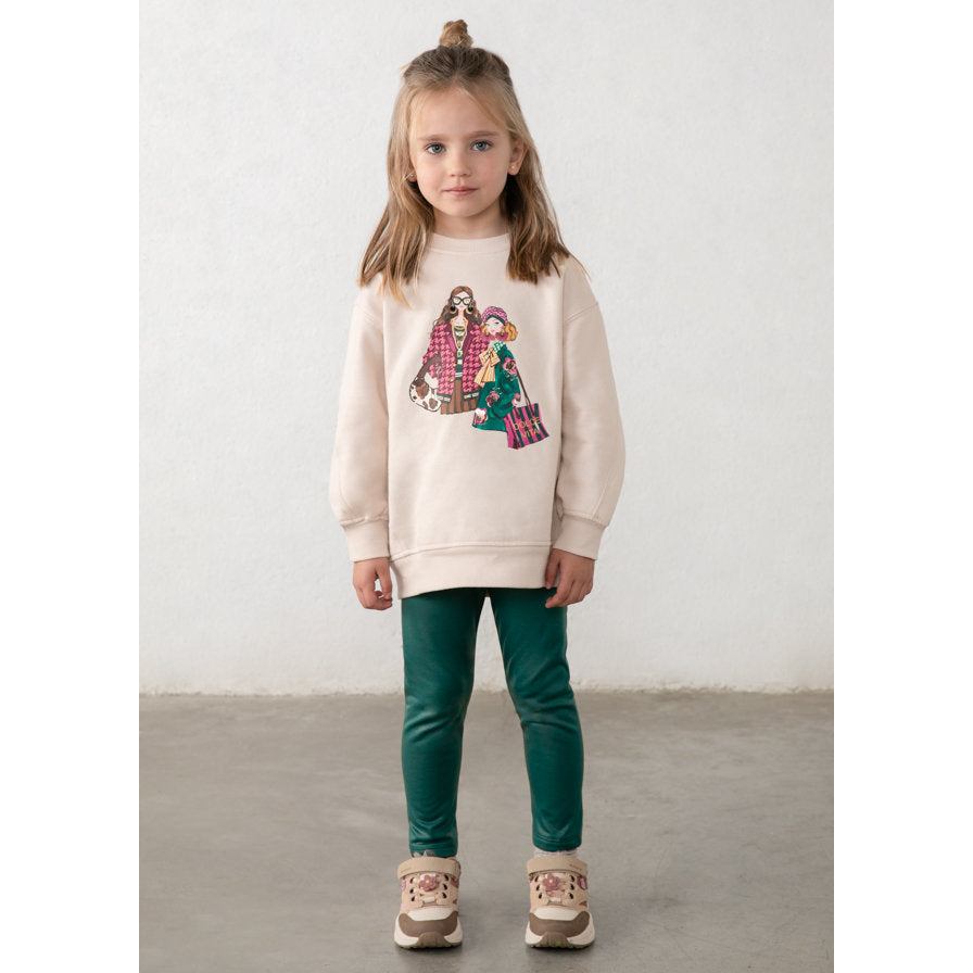 Mayoral Kışlık Kız Sweatshirt Tayt Pantolon Set Bej