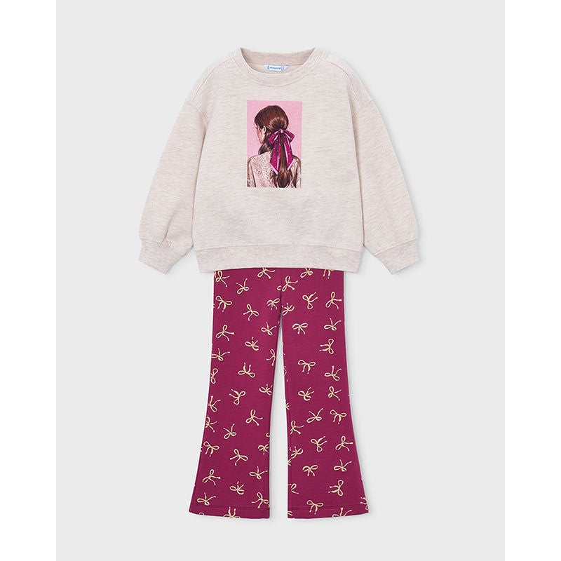 Mayoral Kışlık Kız Sweatshirt Tayt Pantolon Set Bej