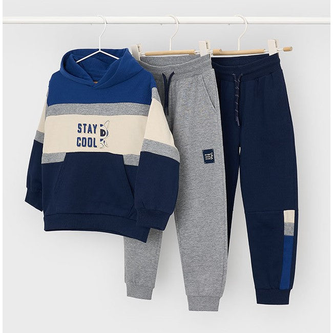 Mayoral Kışlık Erkek Kapşonlu Sweatshirt Eşofman Üçlü Set Lacivert