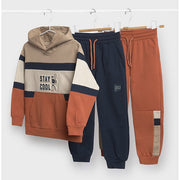 Mayoral Kışlık Erkek Kapşonlu Sweatshirt Eşofman Üçlü Set Kahverengi