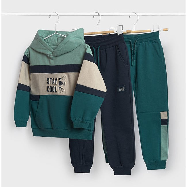 Mayoral Kışlık Erkek Kapşonlu Sweatshirt Eşofman Üçlü Set Yeşil