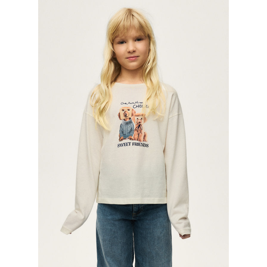 Mayoral Kışlık Kız Uzun Kol T-shirt Ekru