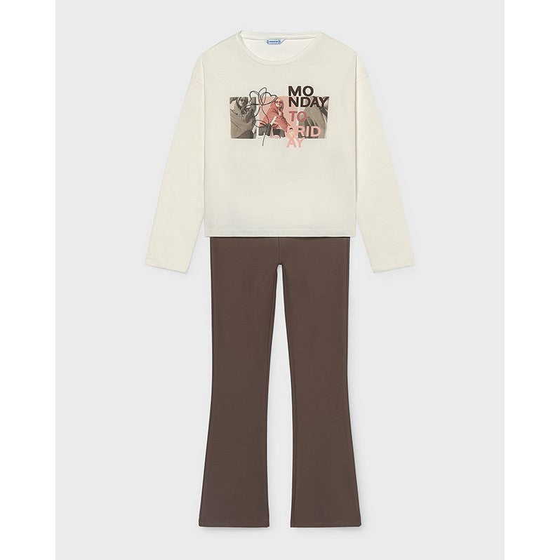 Mayoral Kışlık Kız Sweatshirt Pantolon Set Kahverengi