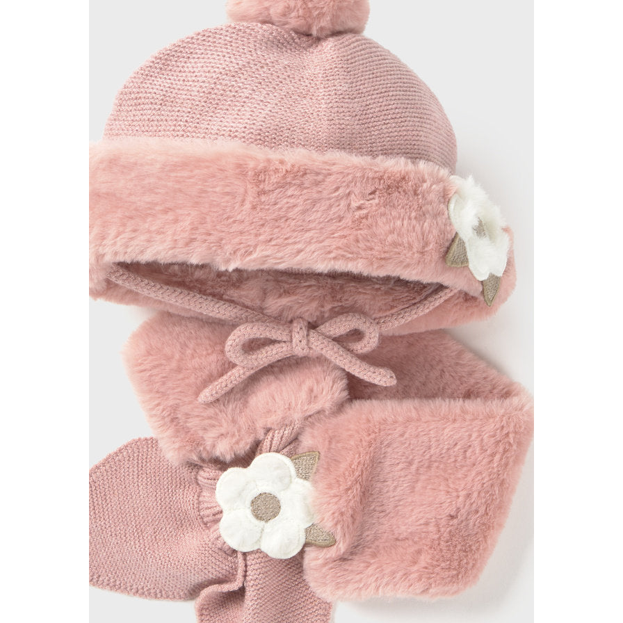 Mayoral Kışlık Kız Bebek Atkı Bere Set Pembe