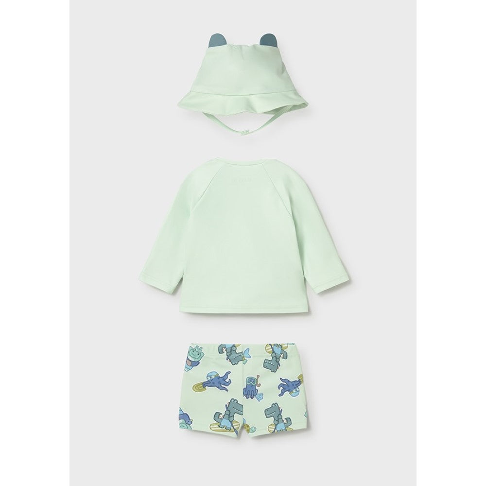 Mayoral Yazlık Erkek Bebek Bluz Mayo Şapka 3'lü Set Yeşil