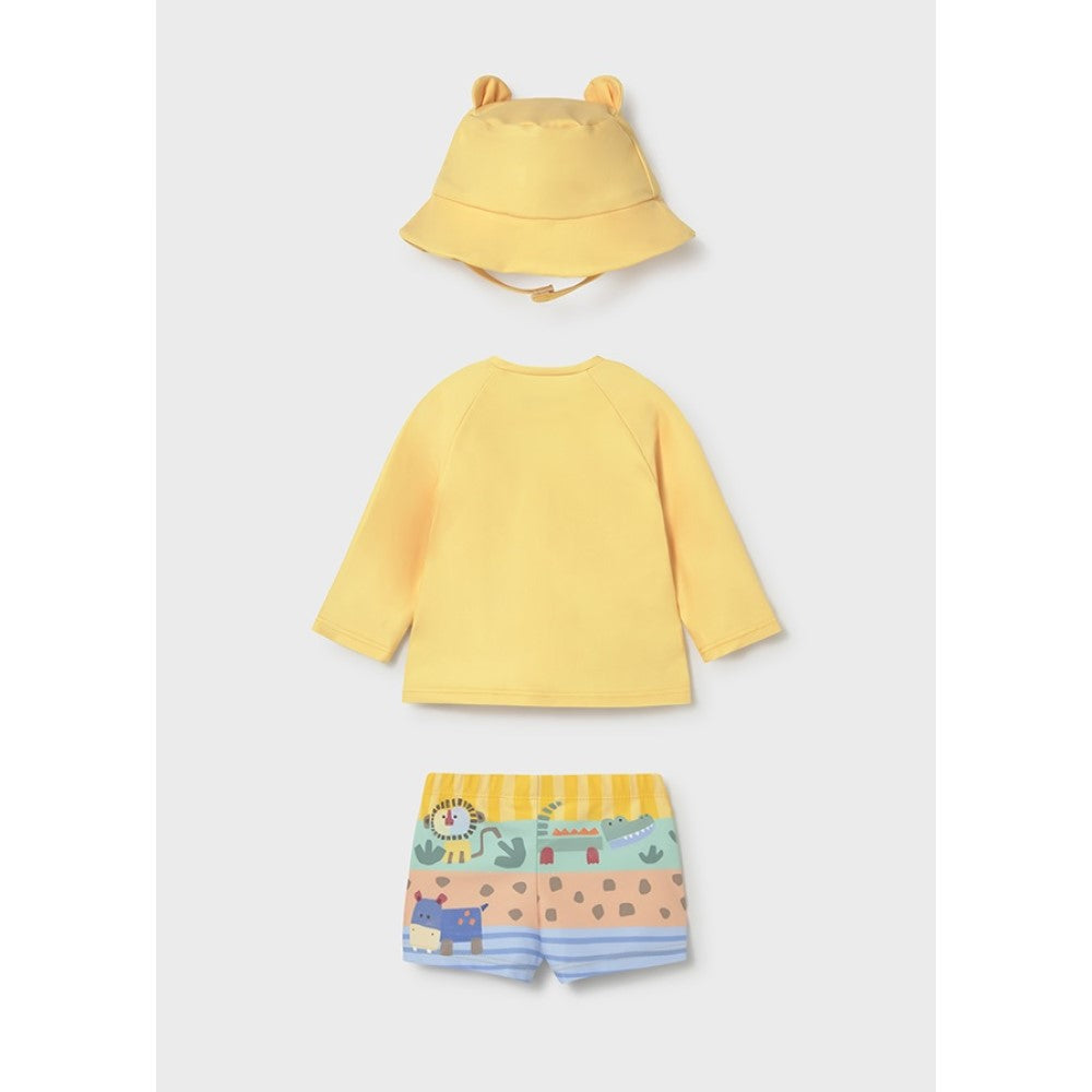 Mayoral Yazlık Erkek Bebek Bluz Mayo Şapka 3'lü Set Sarı