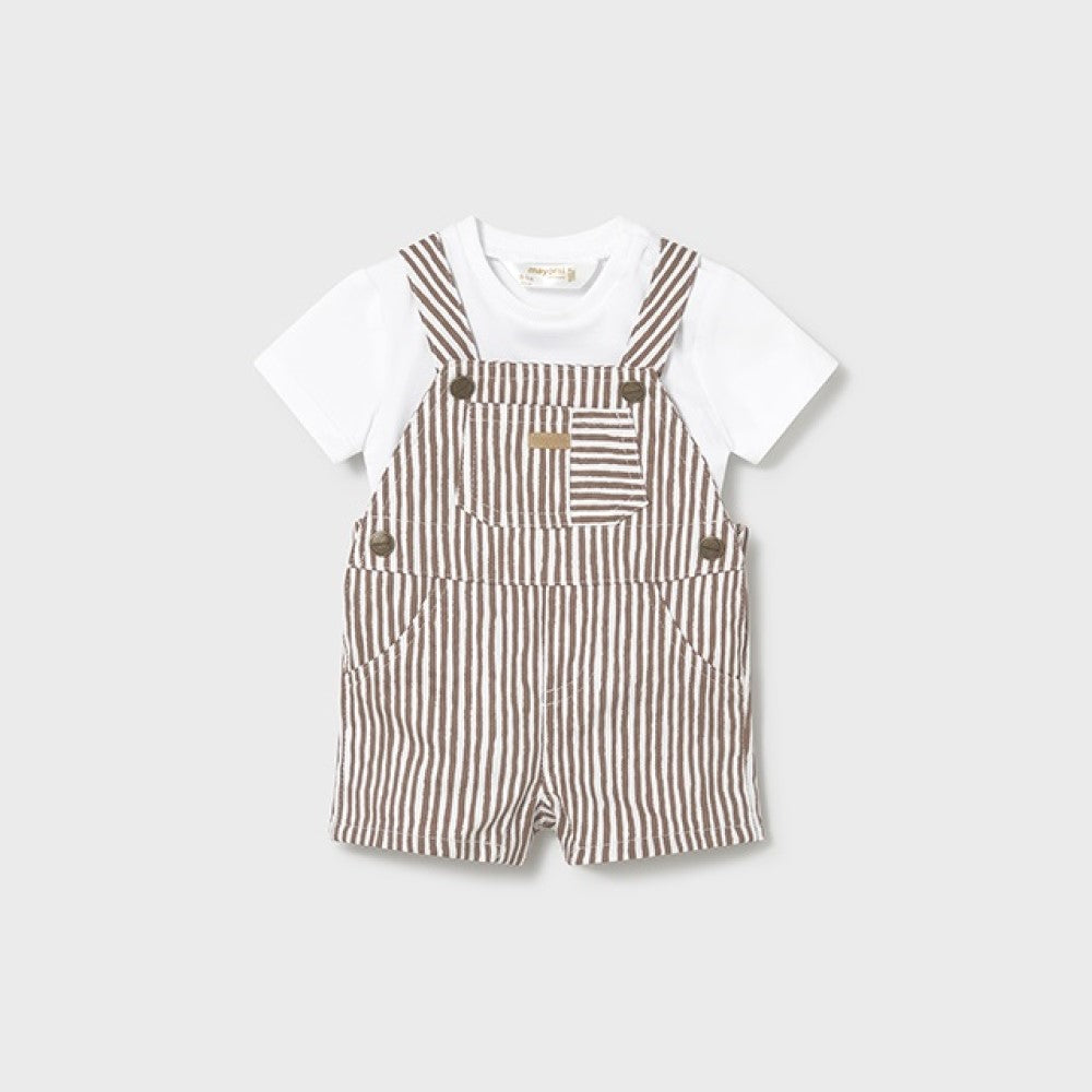 Mayoral Yazlık Erkek Bebek T-shirt Kısa Tulum Set Kahverengi
