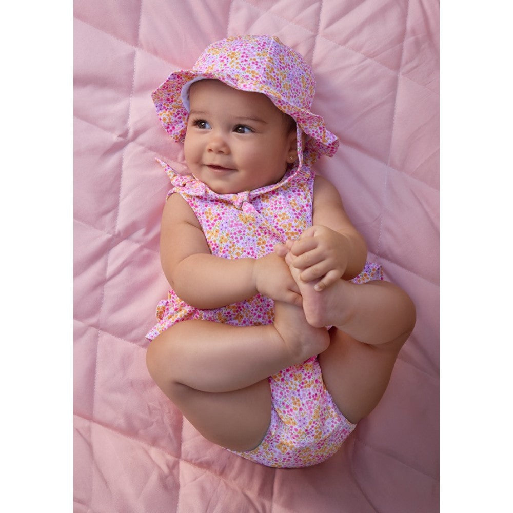 Mayoral Yazlık Kız Bebek Kısa Tulum Şapka Set Pembe