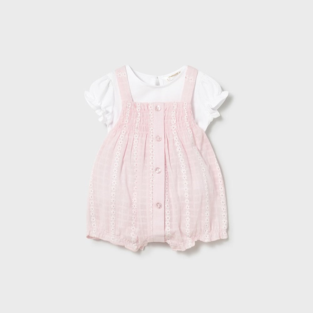 Mayoral Yazlık Kız Bebek Bluz Kısa Tulum Set Pembe