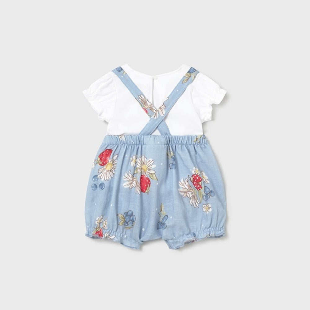 Mayoral Yazlık Kız Bebek Bluz Kısa Tulum Set Mavi