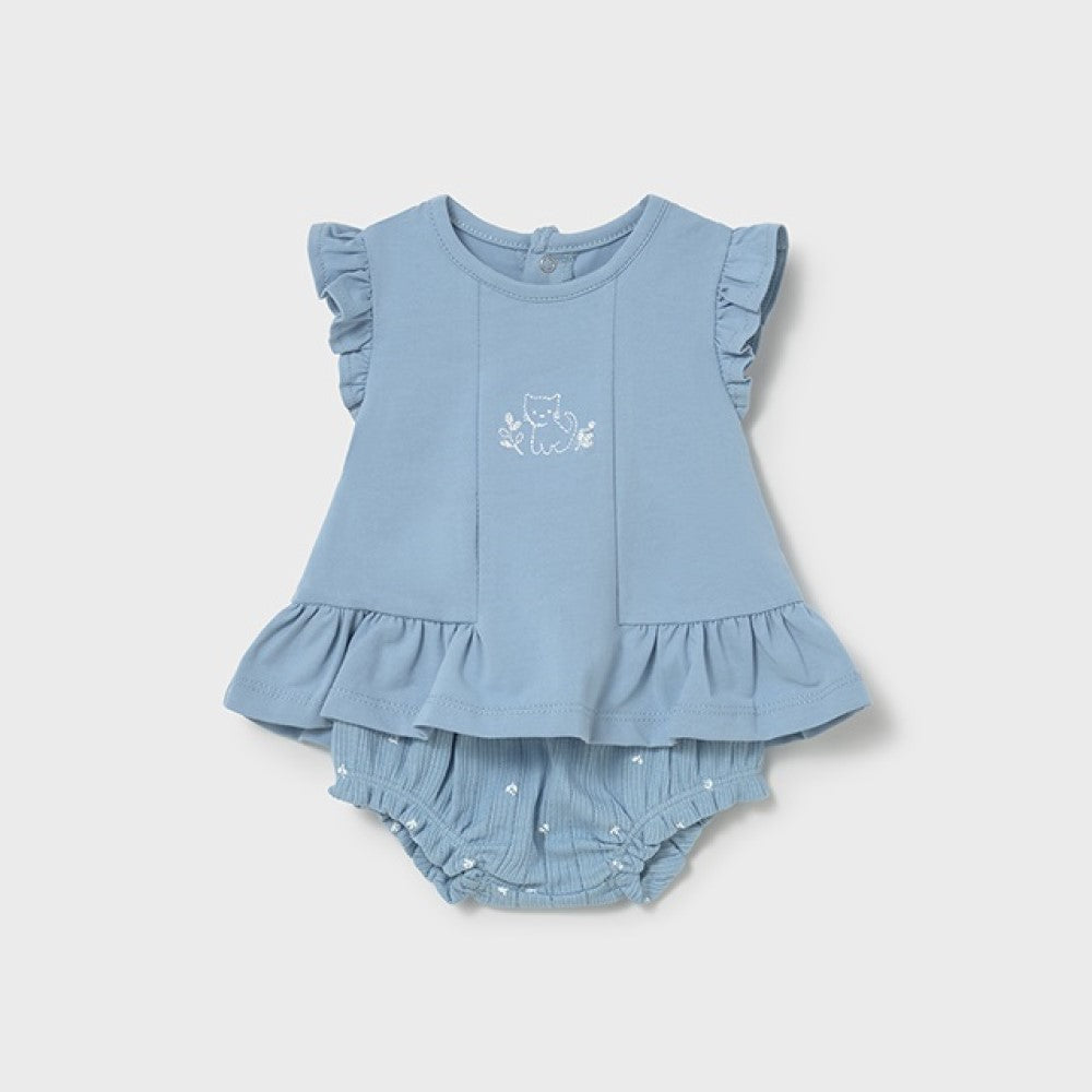 Mayoral Yazlık Kız Bebek Kısa Kol T-shirt Şort 4'lü Set Mavi
