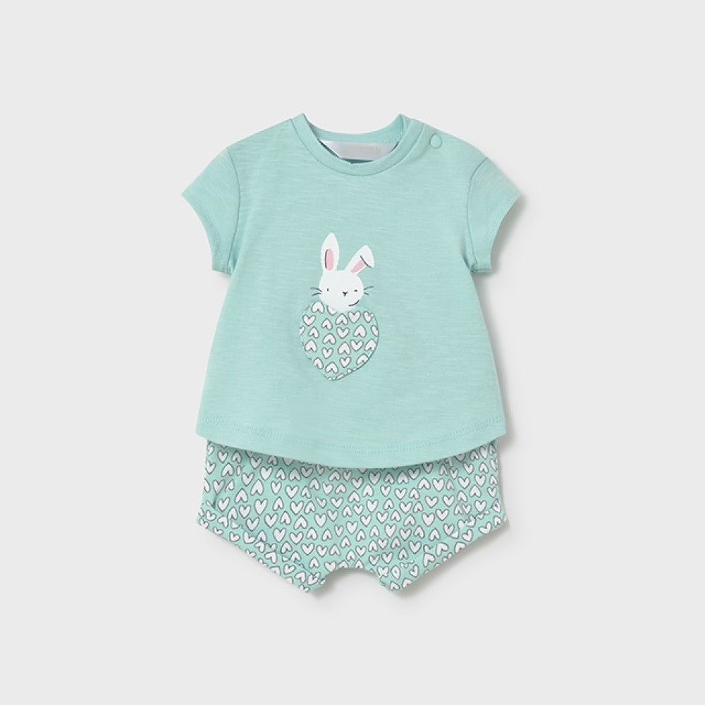 Mayoral Yazlık Kız Bebek Kısa Kol T-shirt Şort 4'lü Set Yeşil