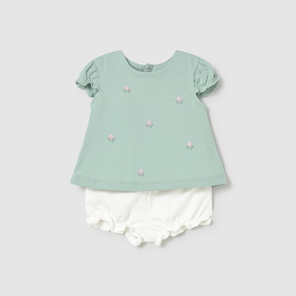 Mayoral Yazlık Kız Bebek Kısa Kol T-shirt Şort 4'lü Set Yeşil