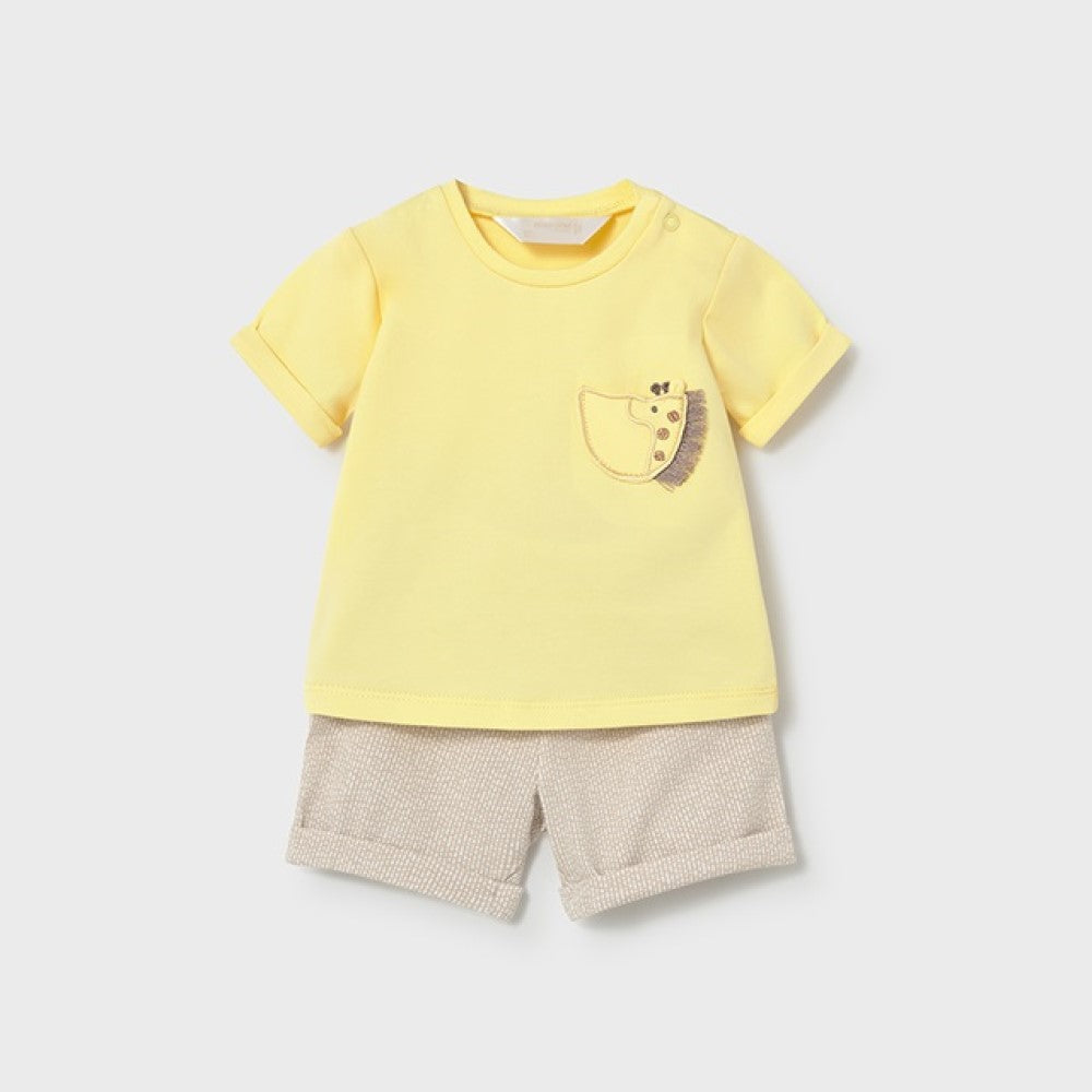 Mayoral Yazlık Erkek Bebek Kısa Kol T-shirt Şort 4'lü Set Sarı