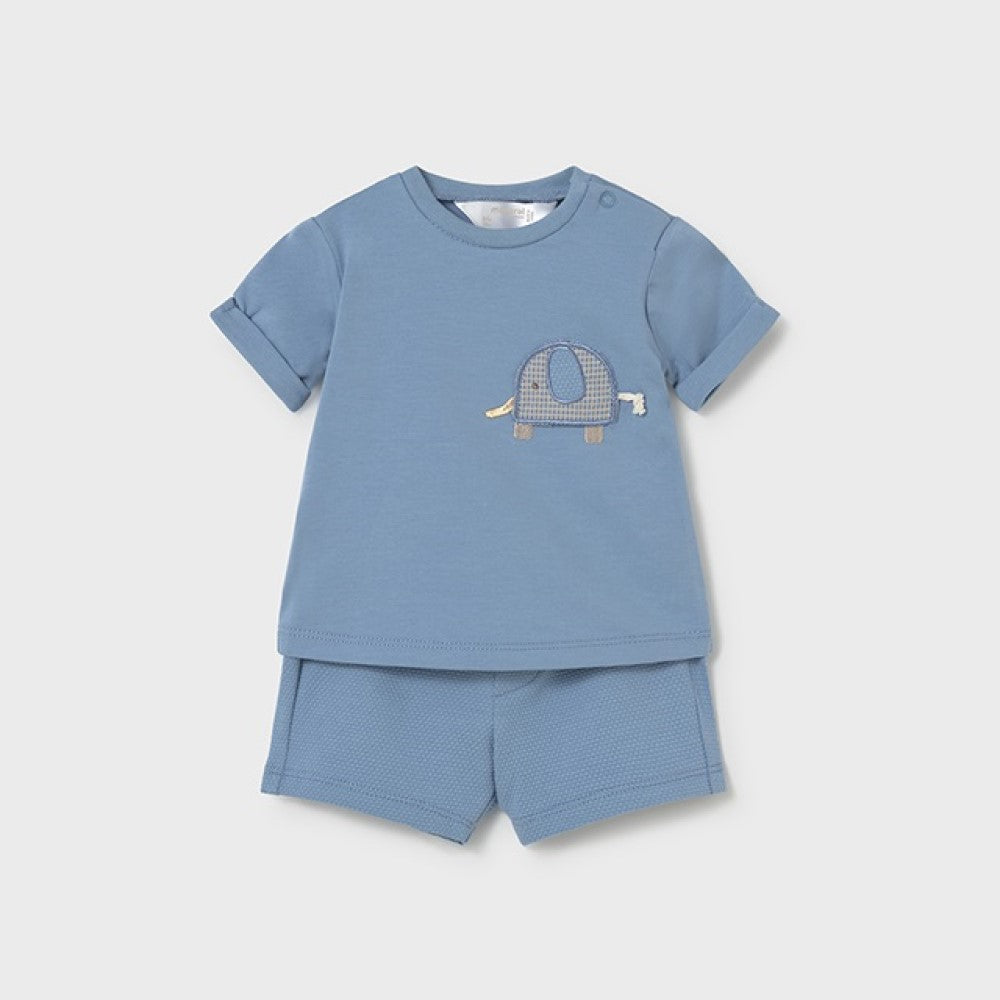 Mayoral Yazlık Erkek Bebek Kısa Kol T-shirt Şort 4'lü Set Mavi