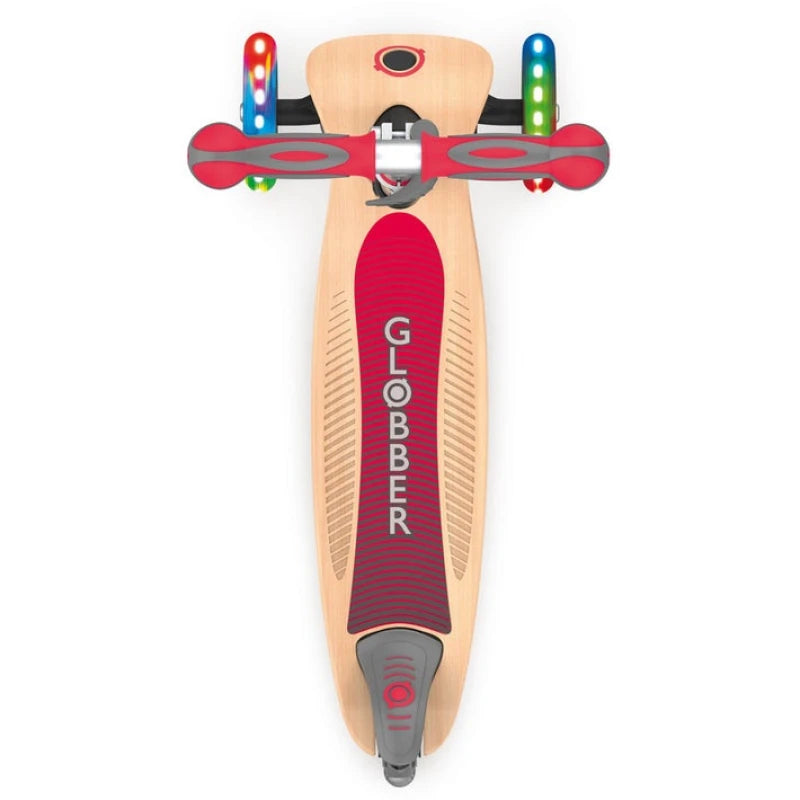 Globber Primo Wood Katlanabilir Işıklı Scooter - Kırmızı