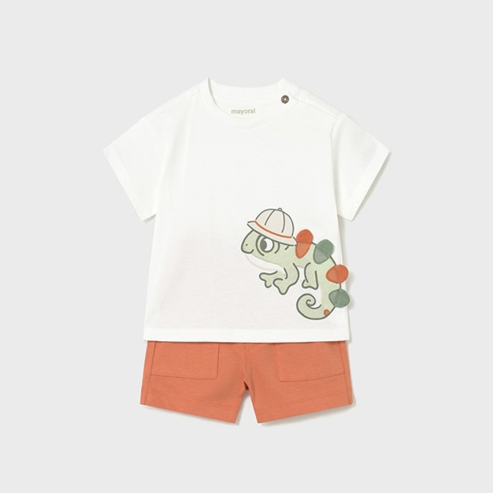 Mayoral Yazlık Erkek Bebek Kısa Kol T-shirt Şort Set Turuncu