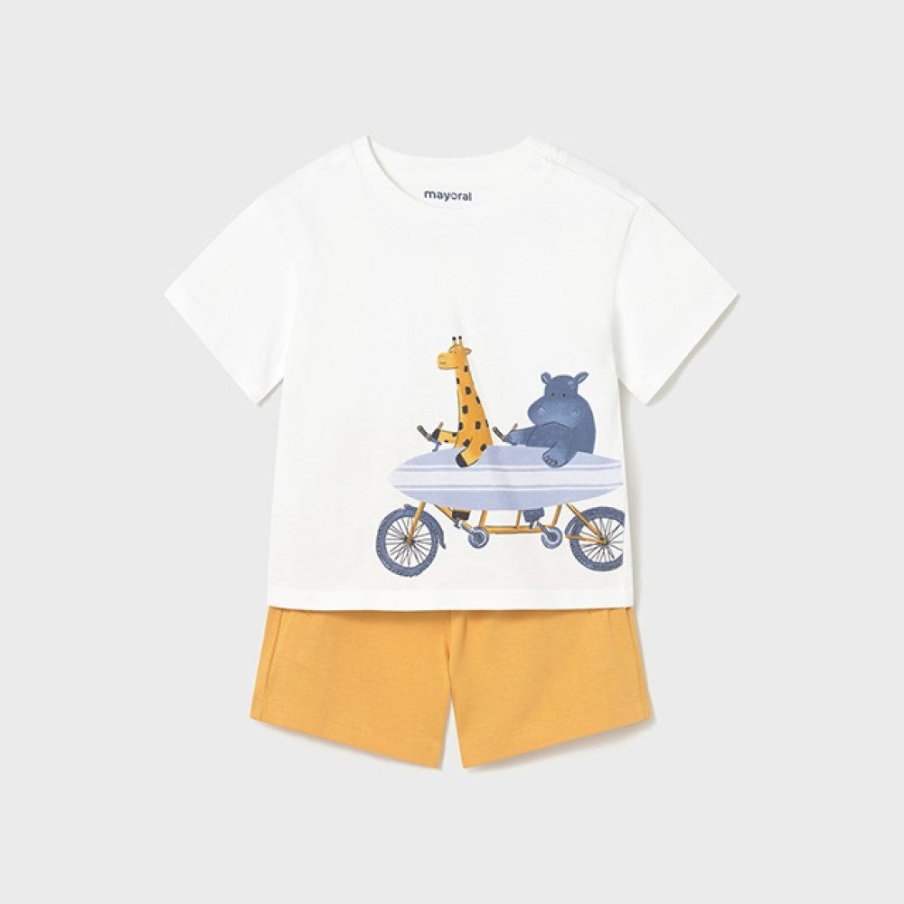 Mayoral Yazlık Erkek Bebek Kısa Kol T-shirt Şort Set Turuncu