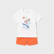 Mayoral Yazlık Erkek Bebek Kısa Kol T-shirt Şort Set Turuncu