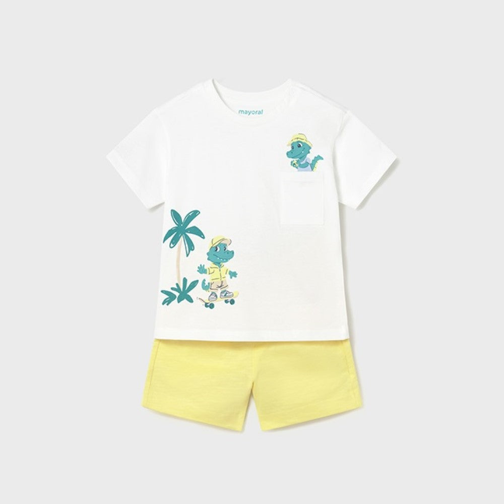 Mayoral Yazlık Erkek Bebek Kısa Kol T-shirt Şort Set Sarı