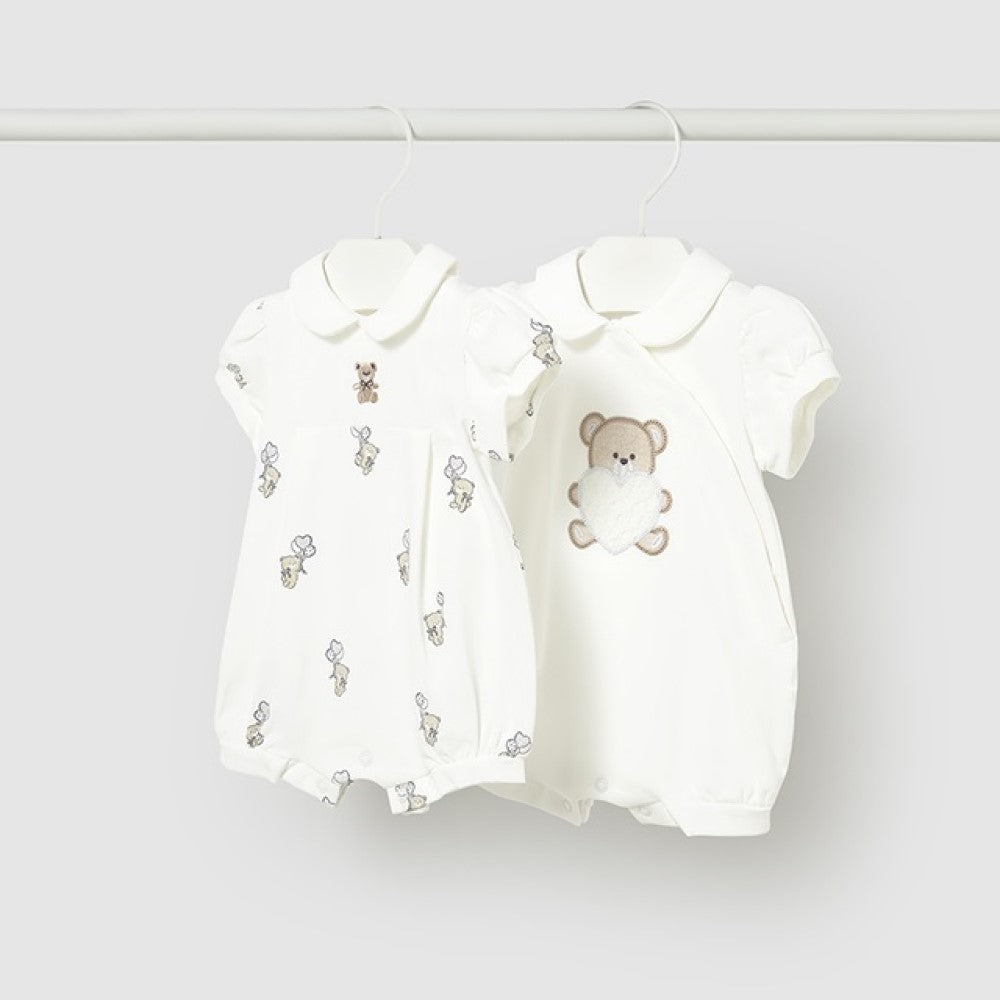 Mayoral Yazlık Kız Bebek Kısa Tulum 2'li Set Ekru