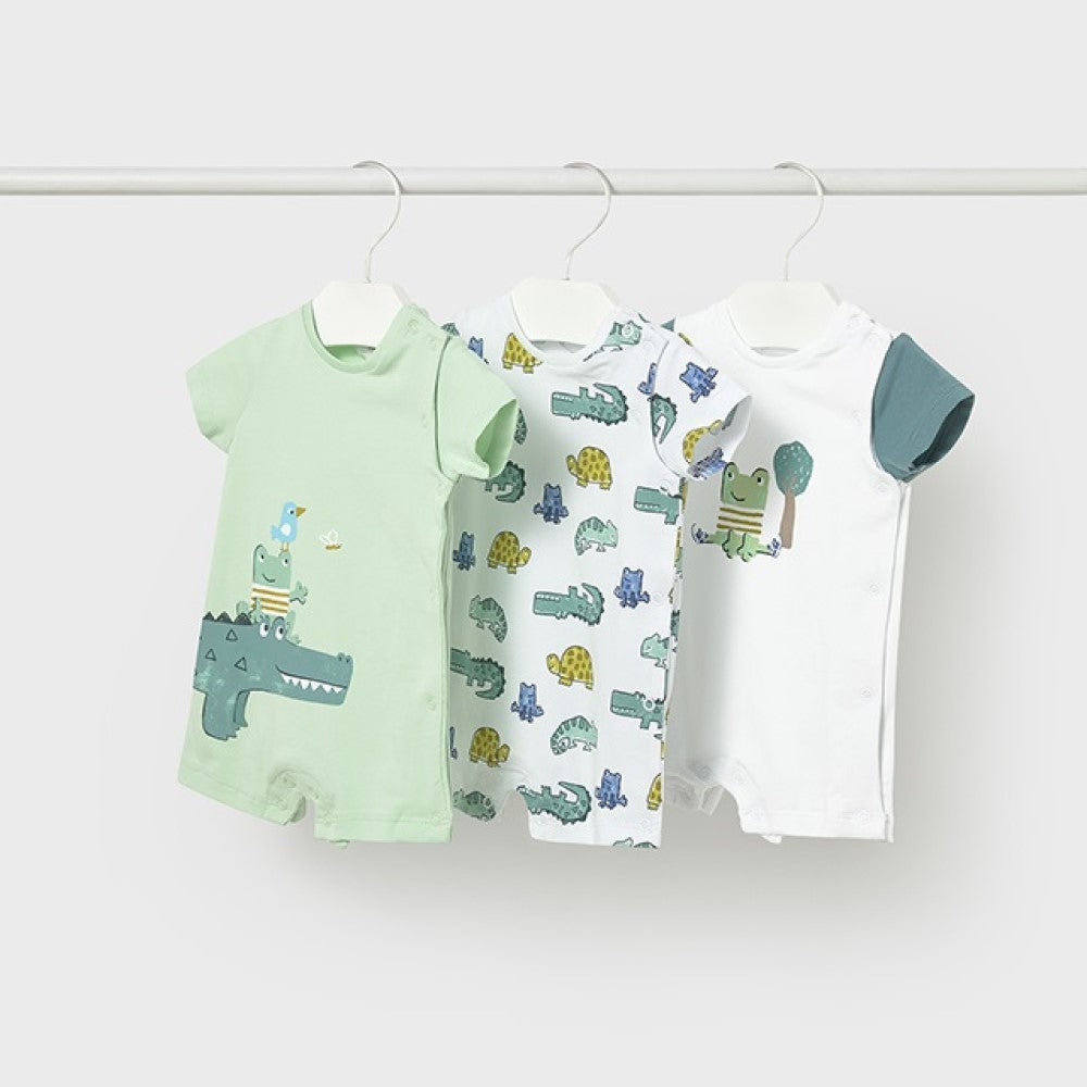 Mayoral Yazlık Erkek Bebek Kısa Tulum 3'lü Set Yeşil