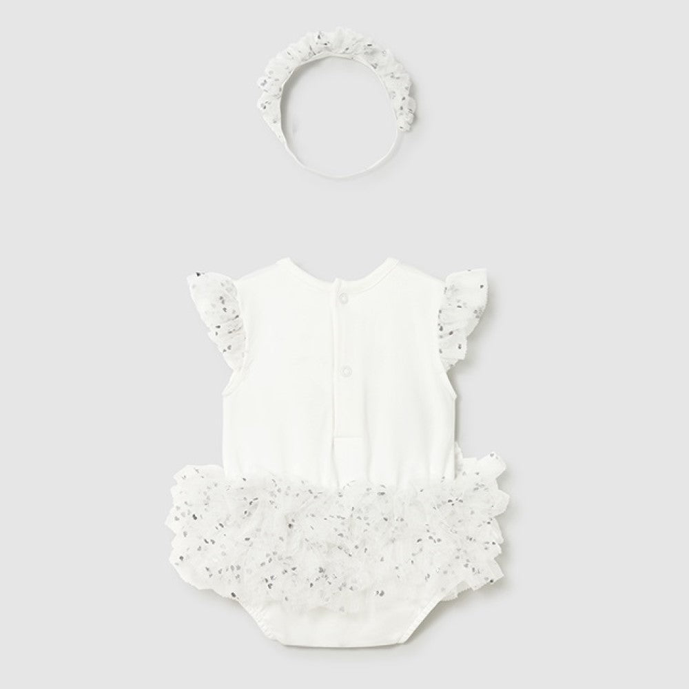 Mayoral Yazlık Kız Bebek Kısa Tulum Bandana Set Ekru
