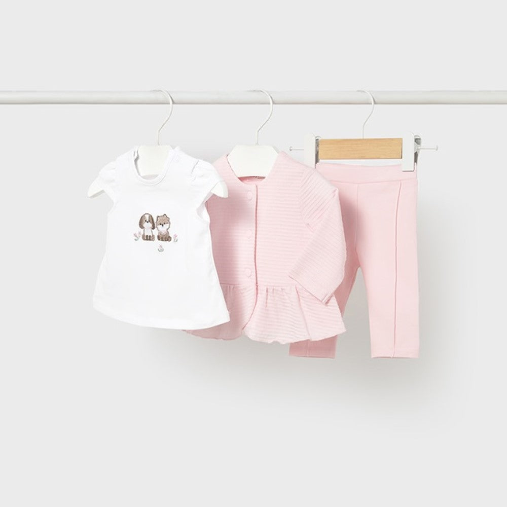 Mayoral Yazlık Kız Bebek Bluz Tayt Ceket 3'lü Set Pembe