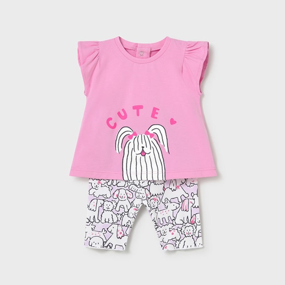 Mayoral Yazlık Kız Bebek Bluz Tayt Pantolon Set Pembe