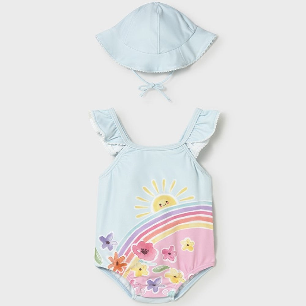 Mayoral Yazlık Kız Bebek Mayo Şapka 2'li Set Mavi