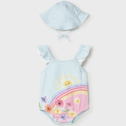 Mayoral Yazlık Kız Bebek Mayo Şapka 2'li Set Mavi