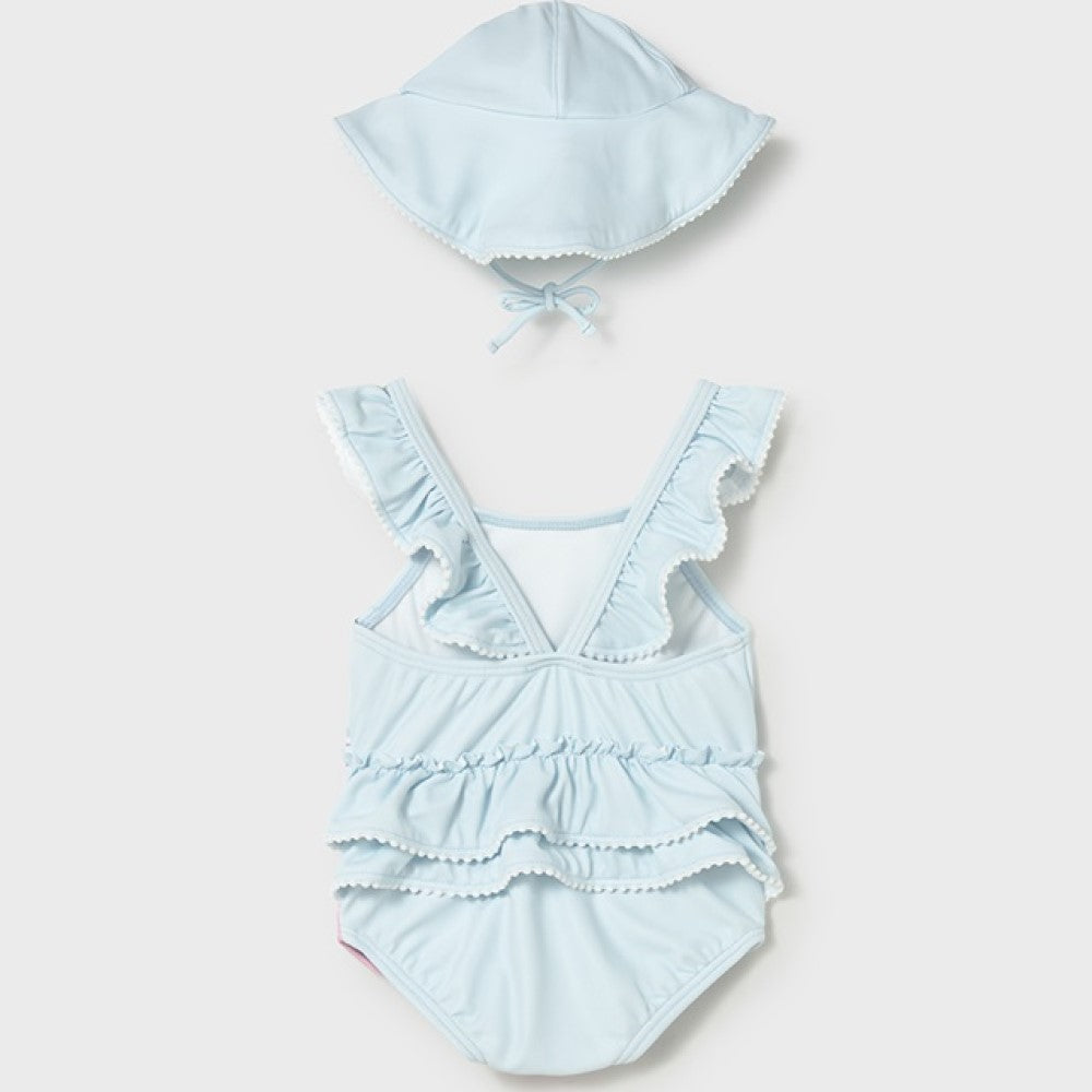 Mayoral Yazlık Kız Bebek Mayo Şapka 2'li Set Mavi