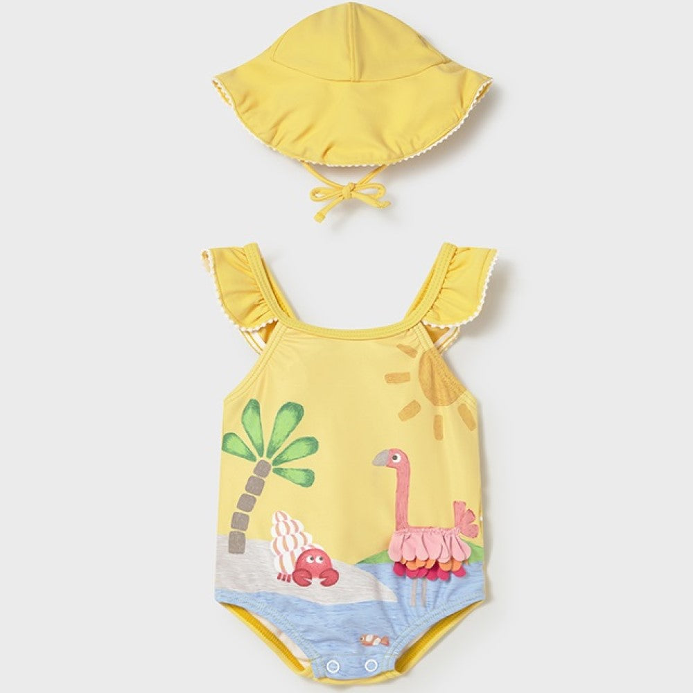 Mayoral Yazlık Kız Bebek Mayo Şapka 2'li Set Sarı