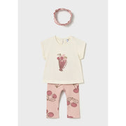 Mayoral Yazlık Kız Bebek Bluz Tayt Bandana 3'lü Set Pembe