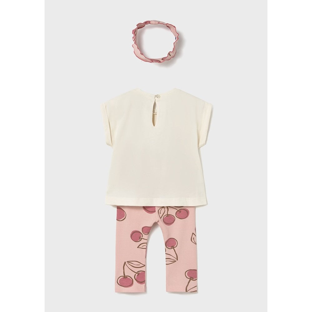 Mayoral Yazlık Kız Bebek Bluz Tayt Bandana 3'lü Set Pembe