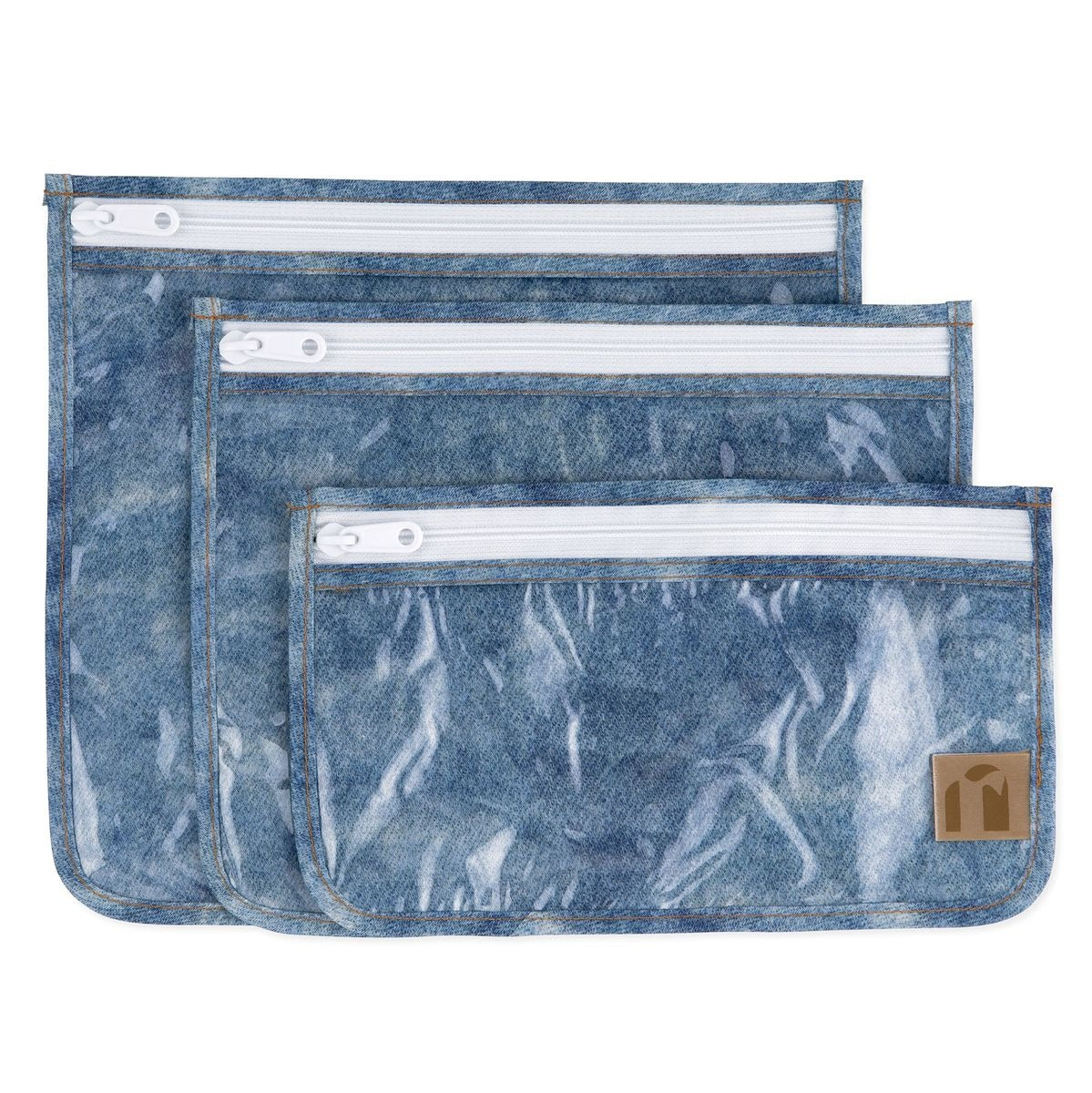 Bumkins Roamio 3'lü Şeffaf Seyahat Çantası - Crushed Denim