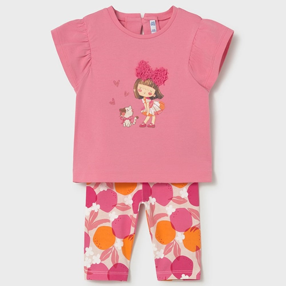 Mayoral Yazlık Kız Bebek Bluz Tayt 2'li Set Pembe